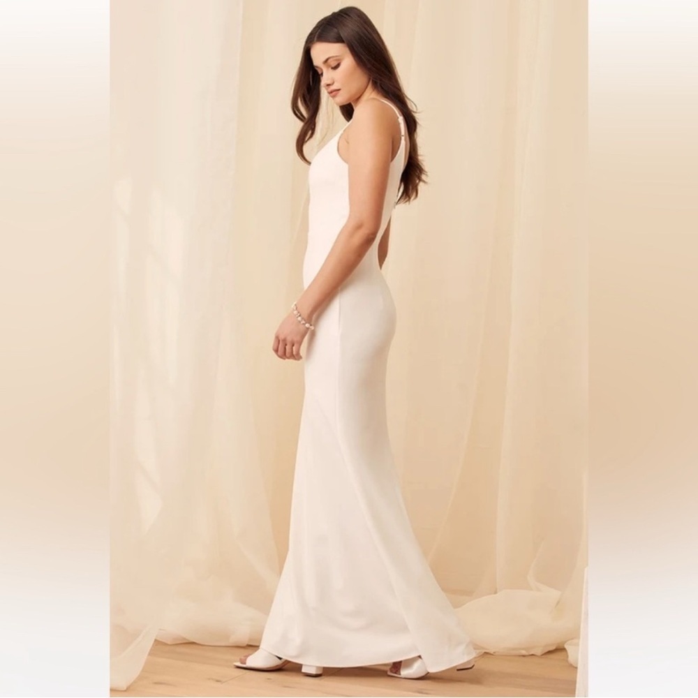 Lulus infinit glory white maxi dress Sz L nwot - Picture 3 of 4